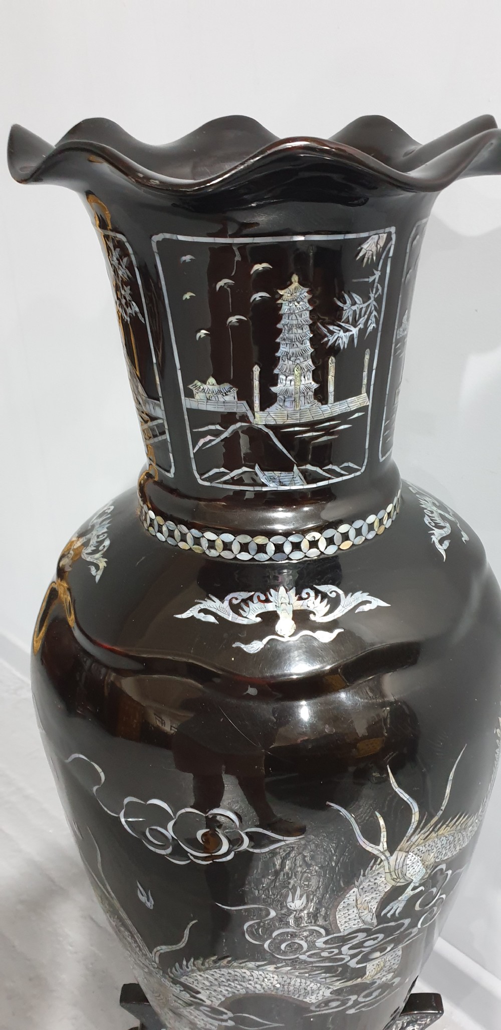 Outstanding Oriental Floor Vase on Stand View III