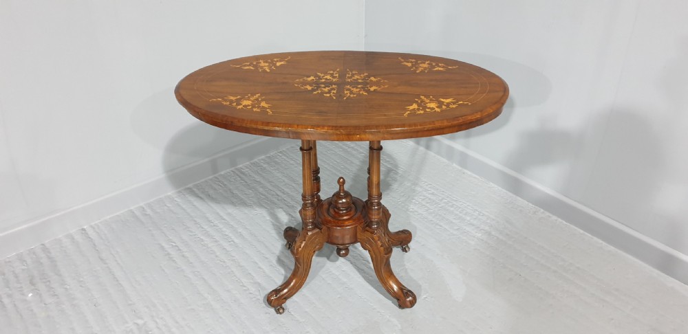 Victorian Walnut Inlaid Table View VI