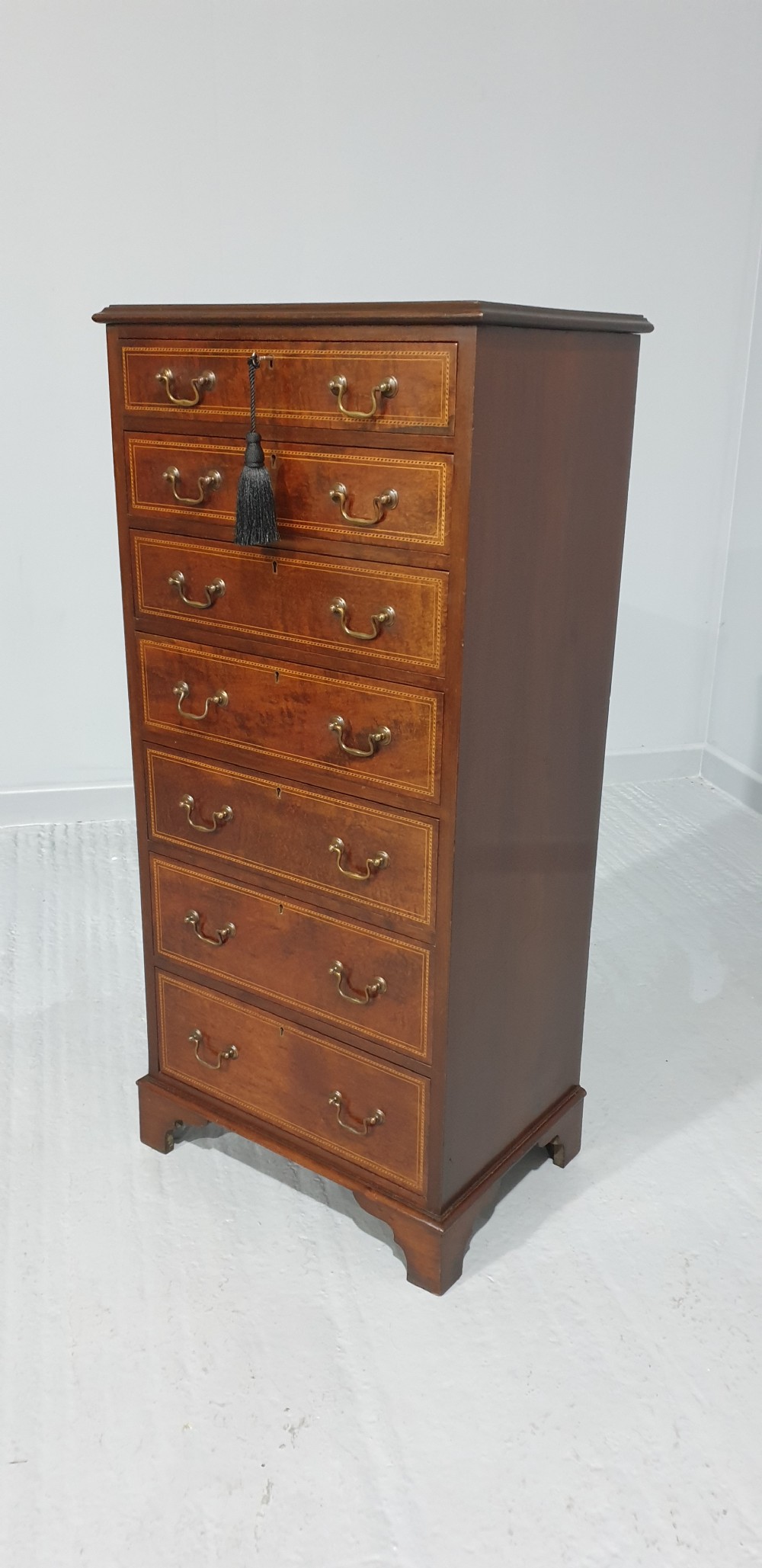 Tall Mahogany Inlaid Chest of Drawers