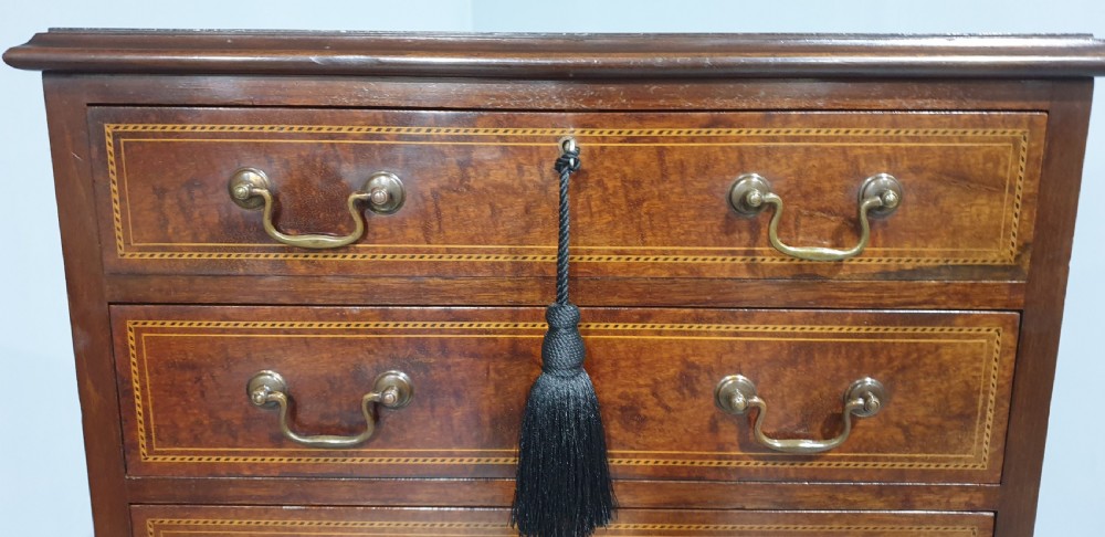 Tall Mahogany Inlaid Chest of Drawers View II