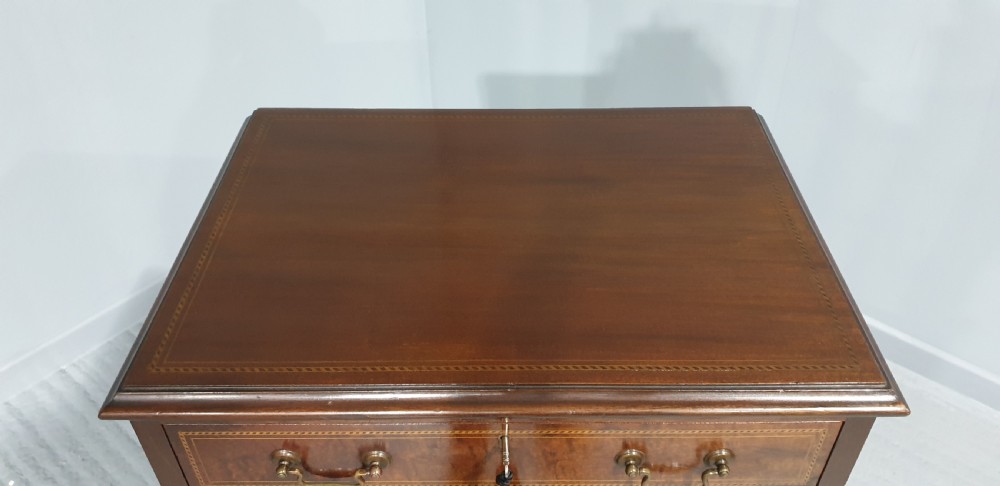 Tall Mahogany Inlaid Chest of Drawers View IV