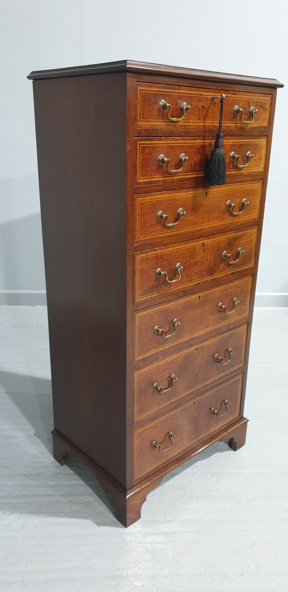 Tall Mahogany Inlaid Chest of Drawers View VI