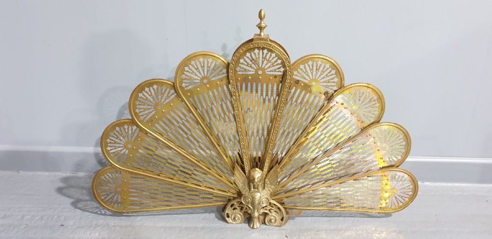 Brass Peacock Fire Screen View V