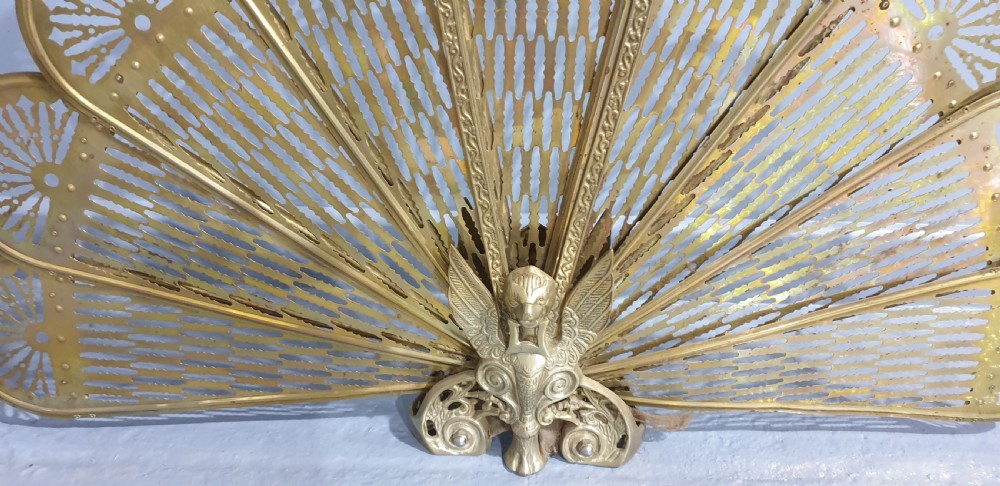 Brass Peacock Fire Screen View VIII