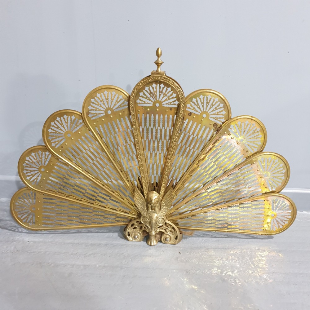 Brass Peacock Fire Screen