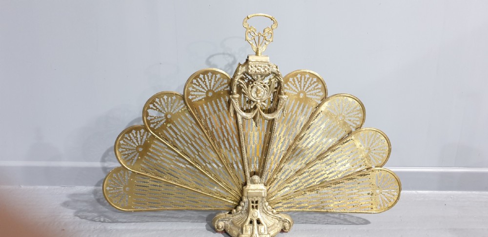 Victorian Brass Peacock Fire Screen View VI