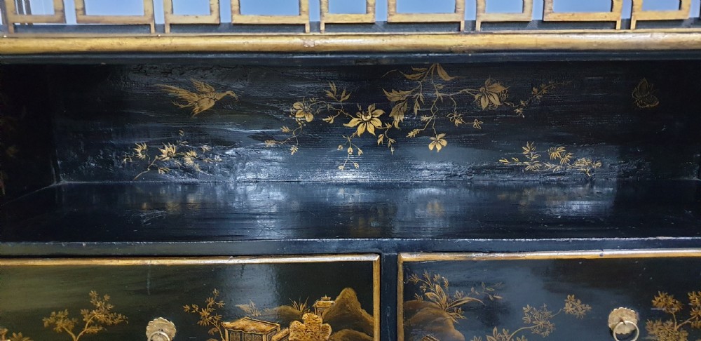 C18th Chinoiserie Laquered Cabinet on Stand View XII