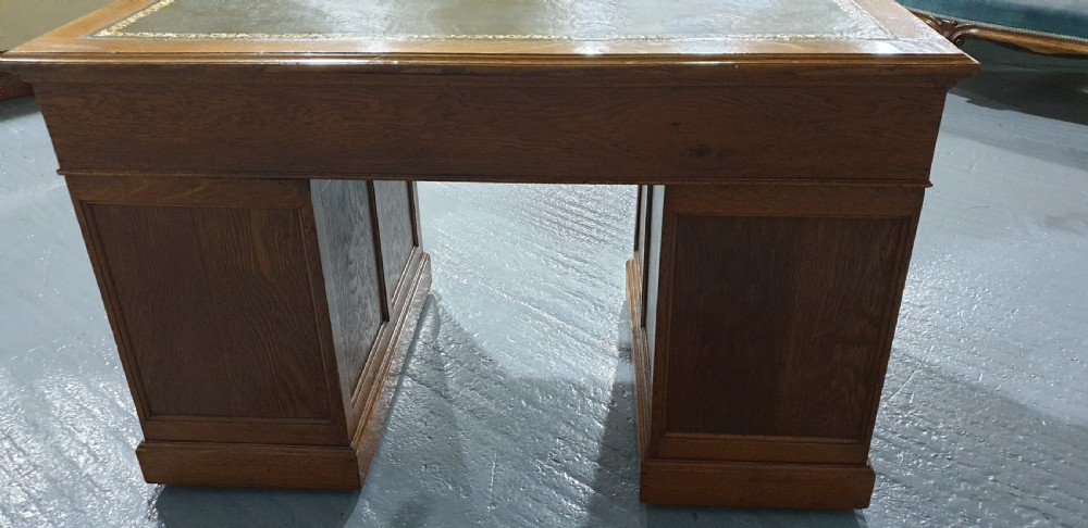 Solid Oak Victorian Pedestal Desk View IV