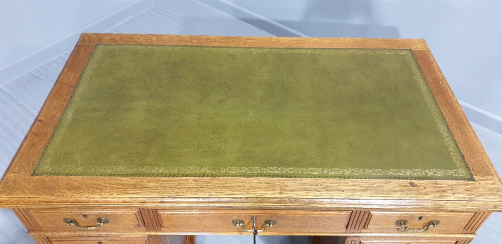 Solid Oak Victorian Pedestal Desk View VI
