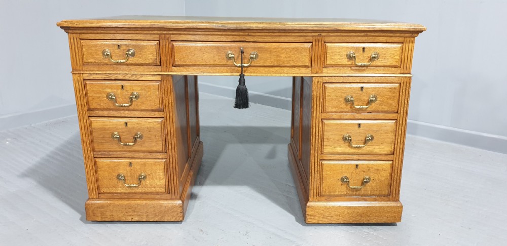 Solid Oak Victorian Pedestal Desk View VII