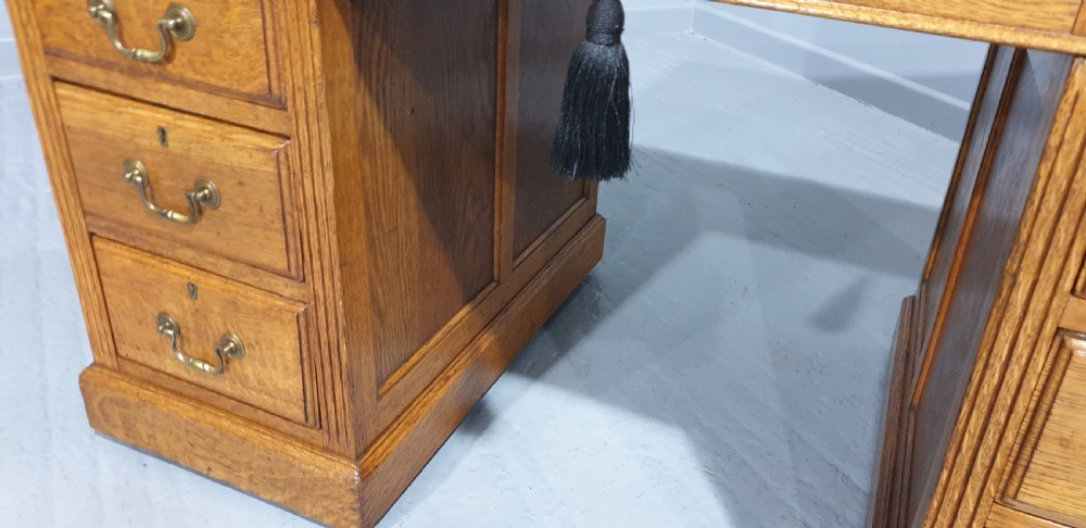 Solid Oak Victorian Pedestal Desk View VIII