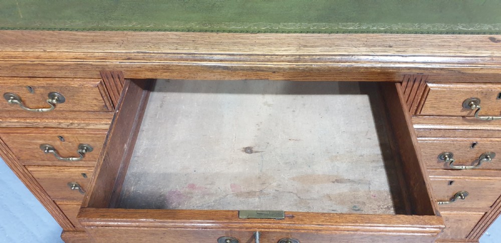 Solid Oak Victorian Pedestal Desk View IX
