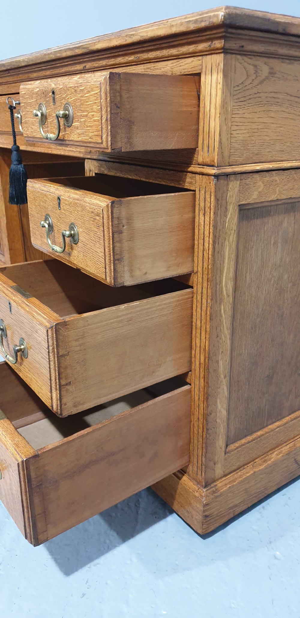 Solid Oak Victorian Pedestal Desk View X