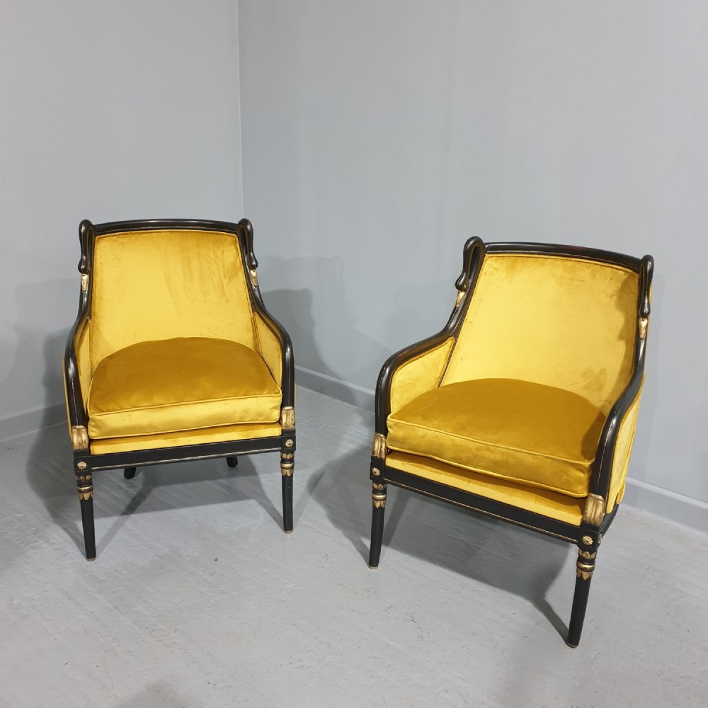 Wonderful Pair French Empire Chairs