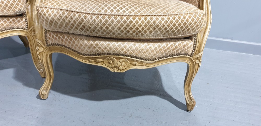 Large Pair French Painted Fauteuil Armchairs View VI