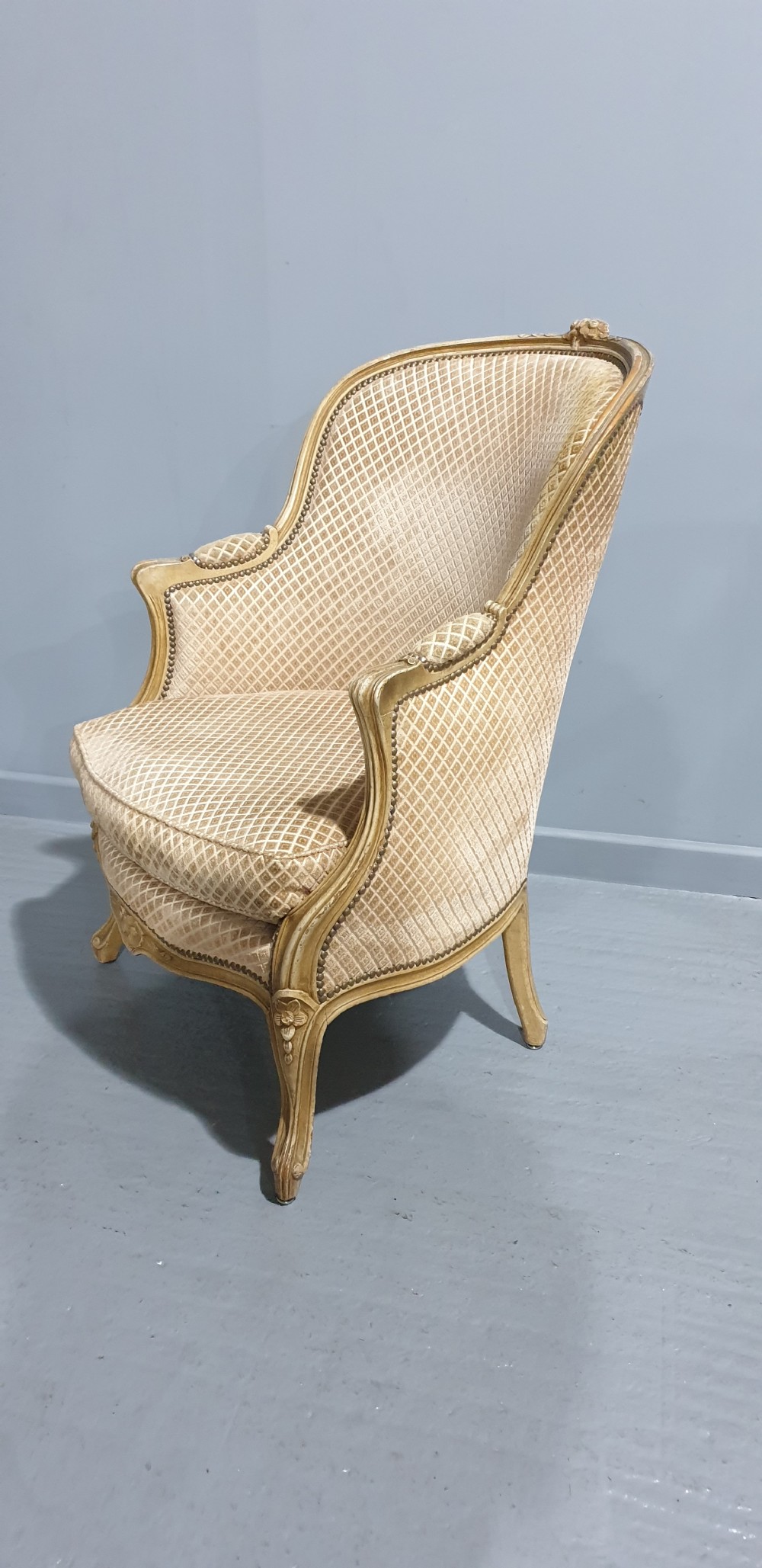 Large Pair French Painted Fauteuil Armchairs View VII