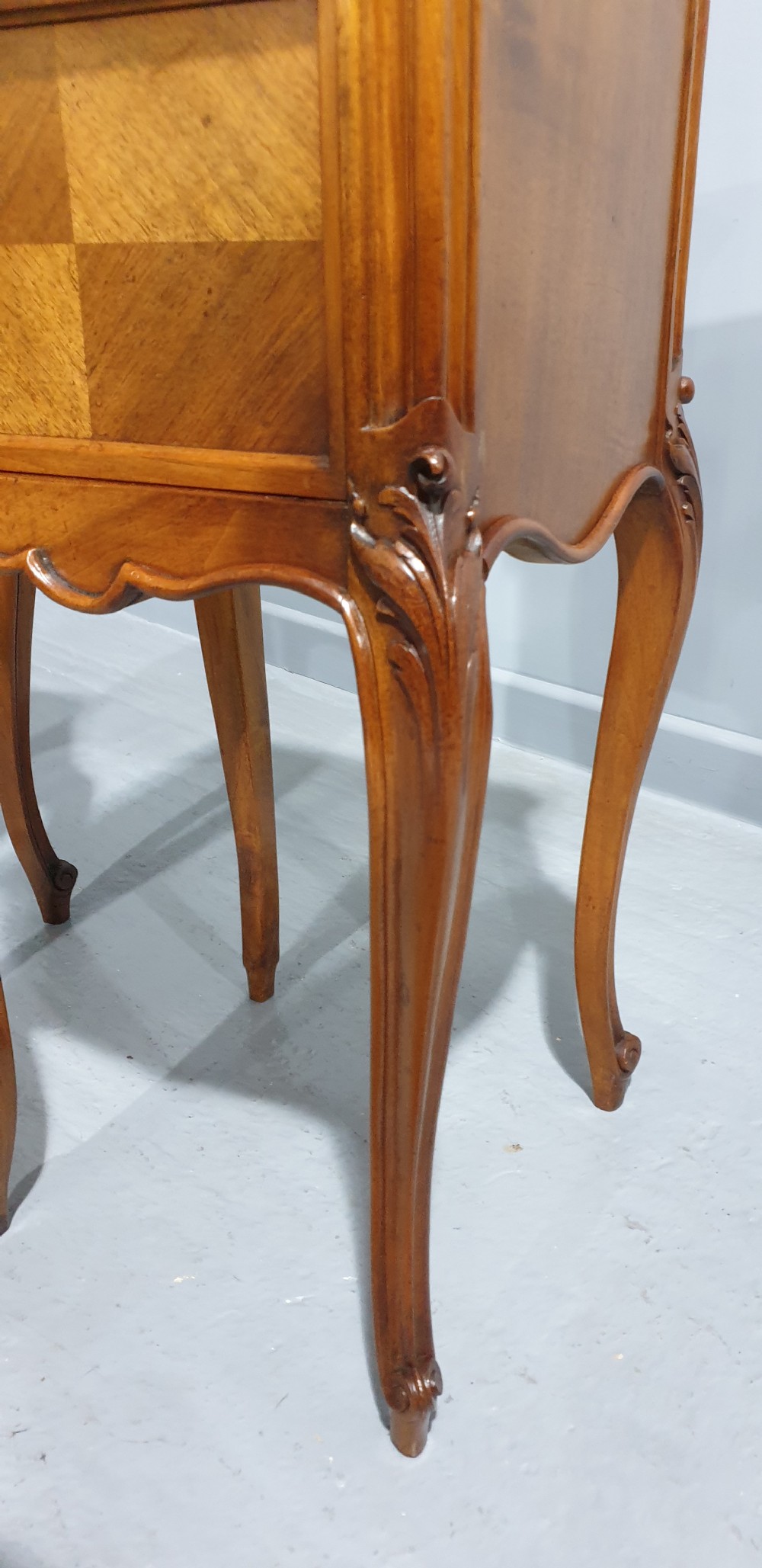 Lovely Pair French Walnut Bedside Cabinets View V
