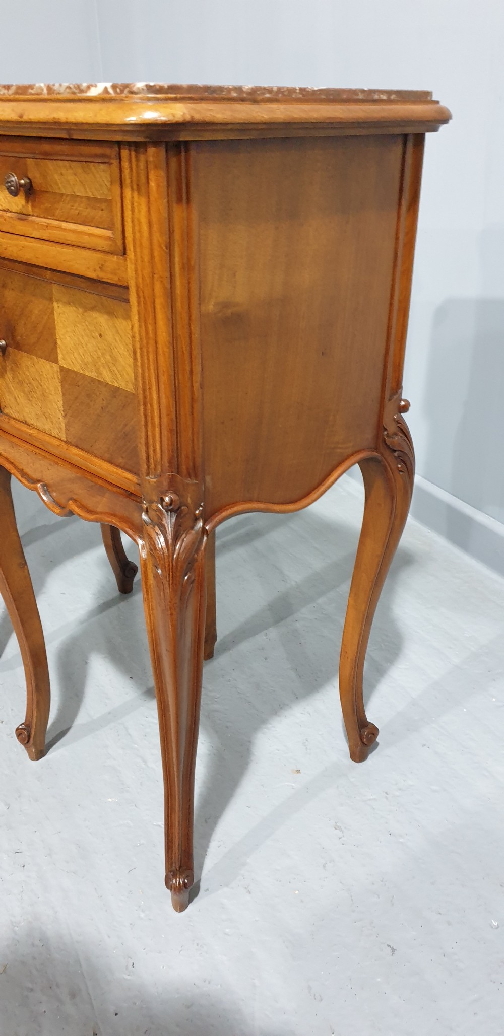 Lovely Pair French Walnut Bedside Cabinets View VI