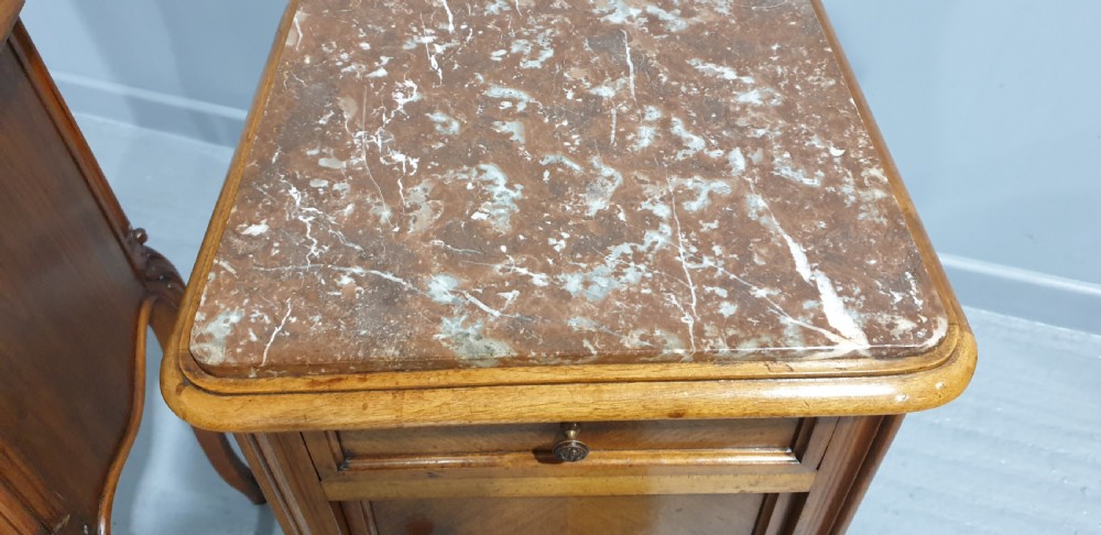 Lovely Pair French Walnut Bedside Cabinets View VII