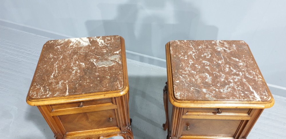 Lovely Pair French Walnut Bedside Cabinets View VIII
