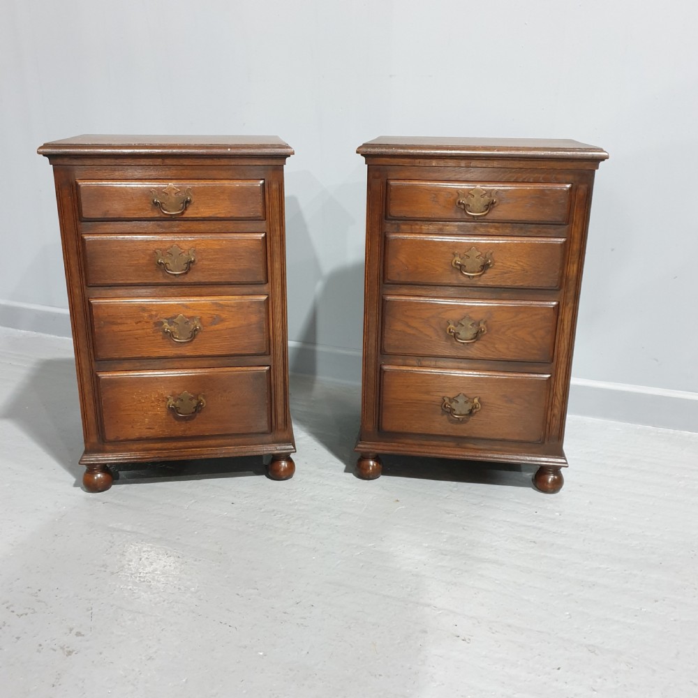 Pair Oak Bedside Chests of Drawers