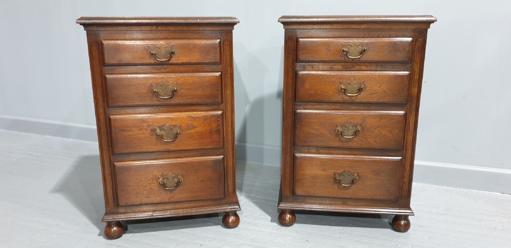 Pair Oak Bedside Chests of Drawers View II