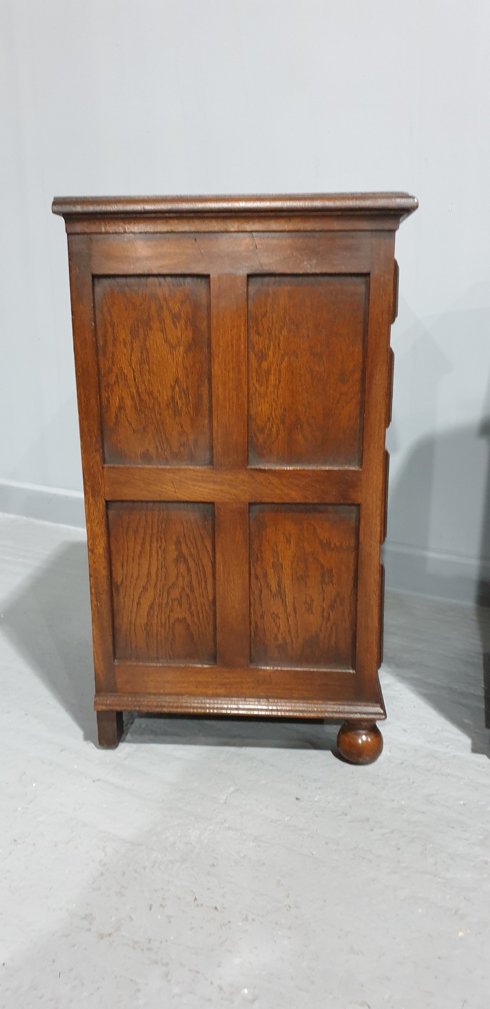 Pair Oak Bedside Chests of Drawers View IV