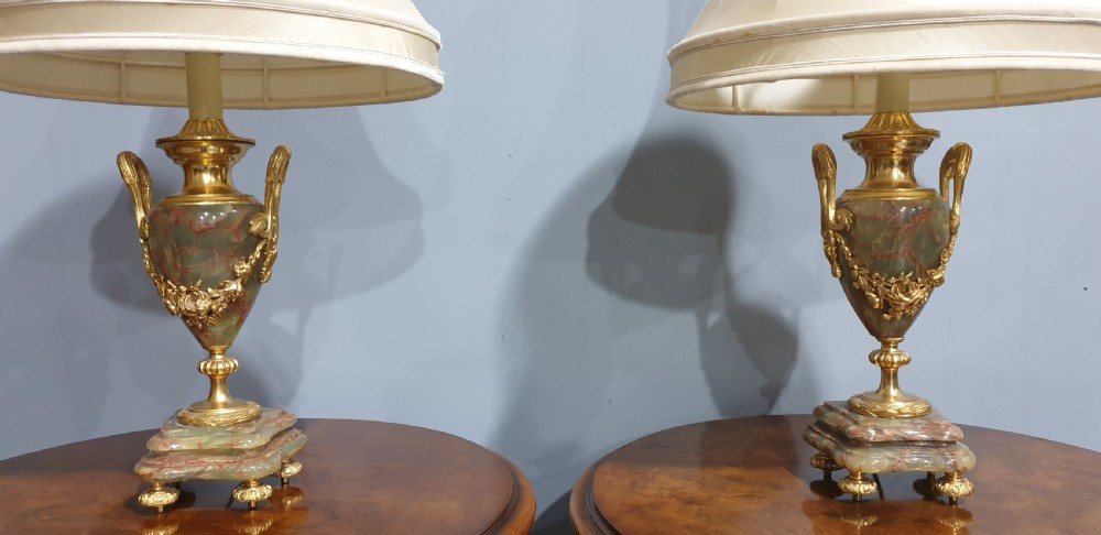 Wonderful Pair French Marble Table Lamps View II