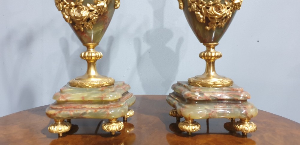 Wonderful Pair French Marble Table Lamps View IX