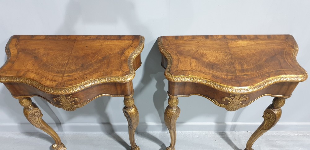 Outstanding Pair Walnut Console Tables View III