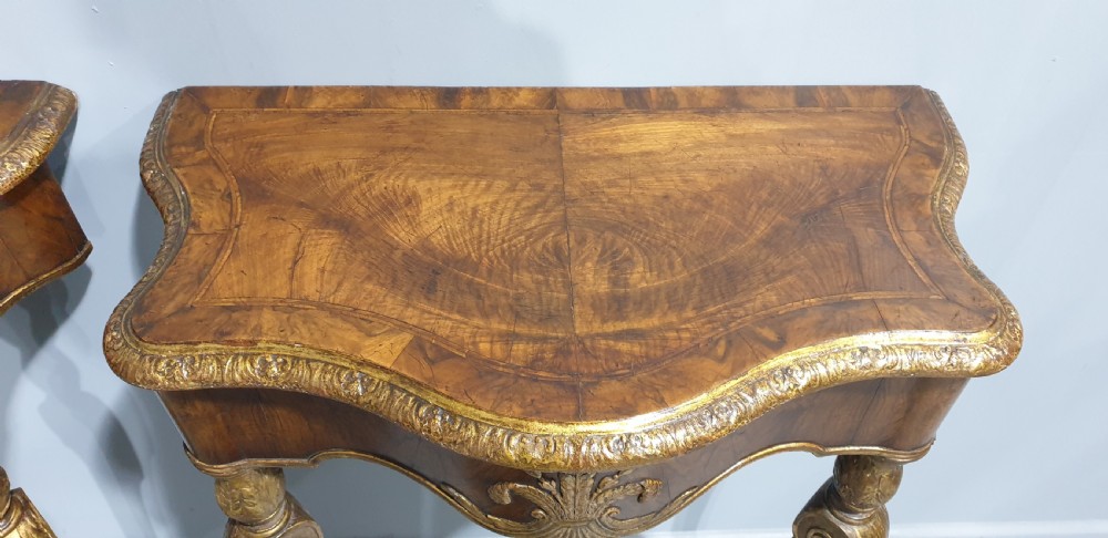 Outstanding Pair Walnut Console Tables View V