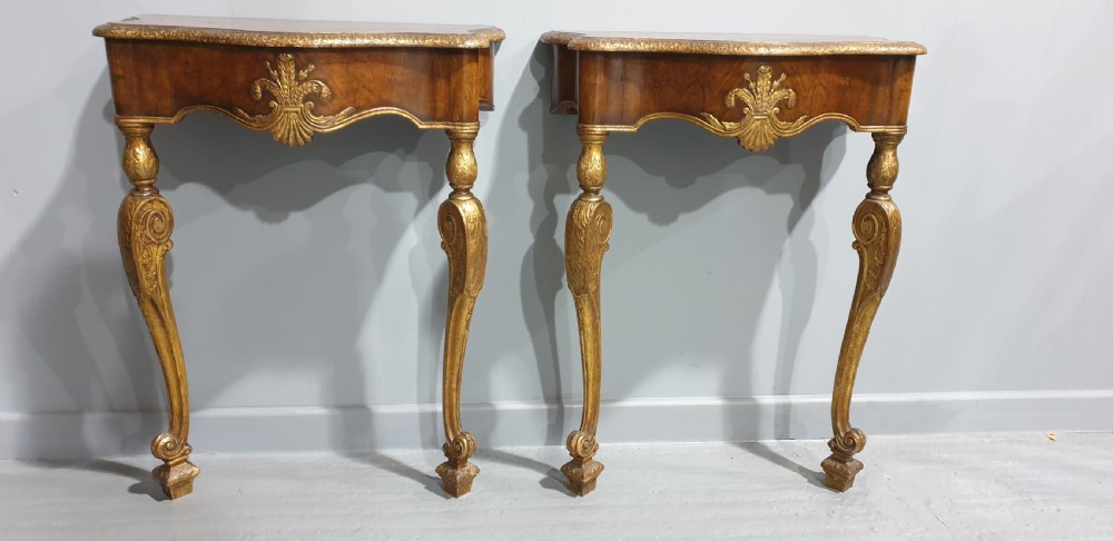 Outstanding Pair Walnut Console Tables View VIII