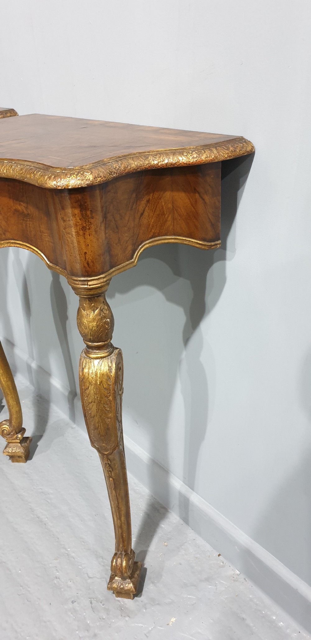 Outstanding Pair Walnut Console Tables View IX