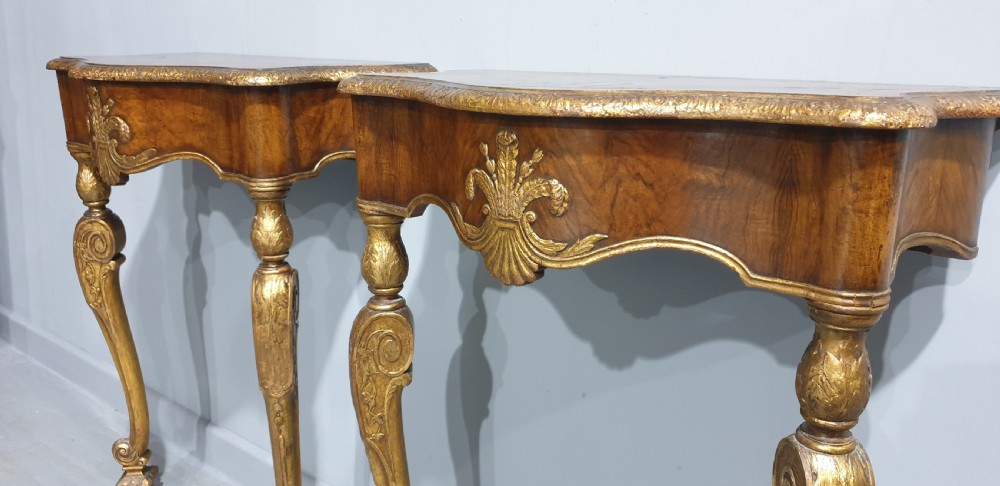 Outstanding Pair Walnut Console Tables View XIII