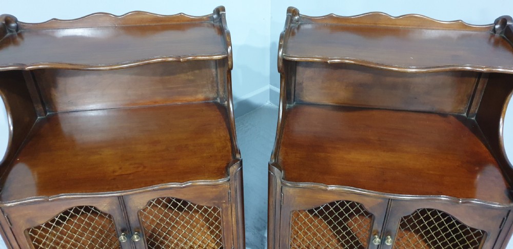 Good Pair Mahogany Bedside Lamp Cabinets View III
