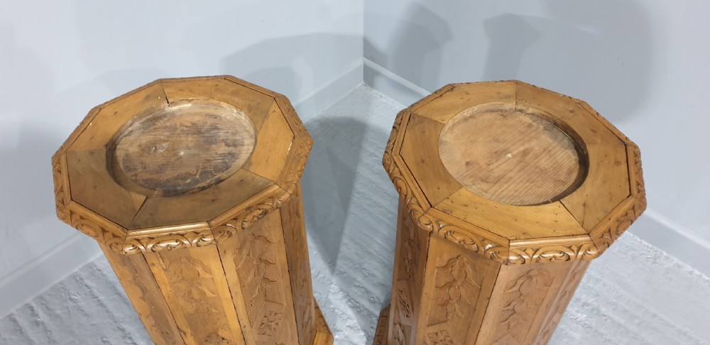 Rare Pair Pine Pedestals View II