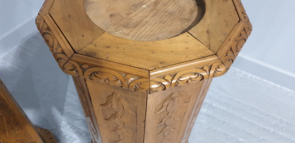 Rare Pair Pine Pedestals View III