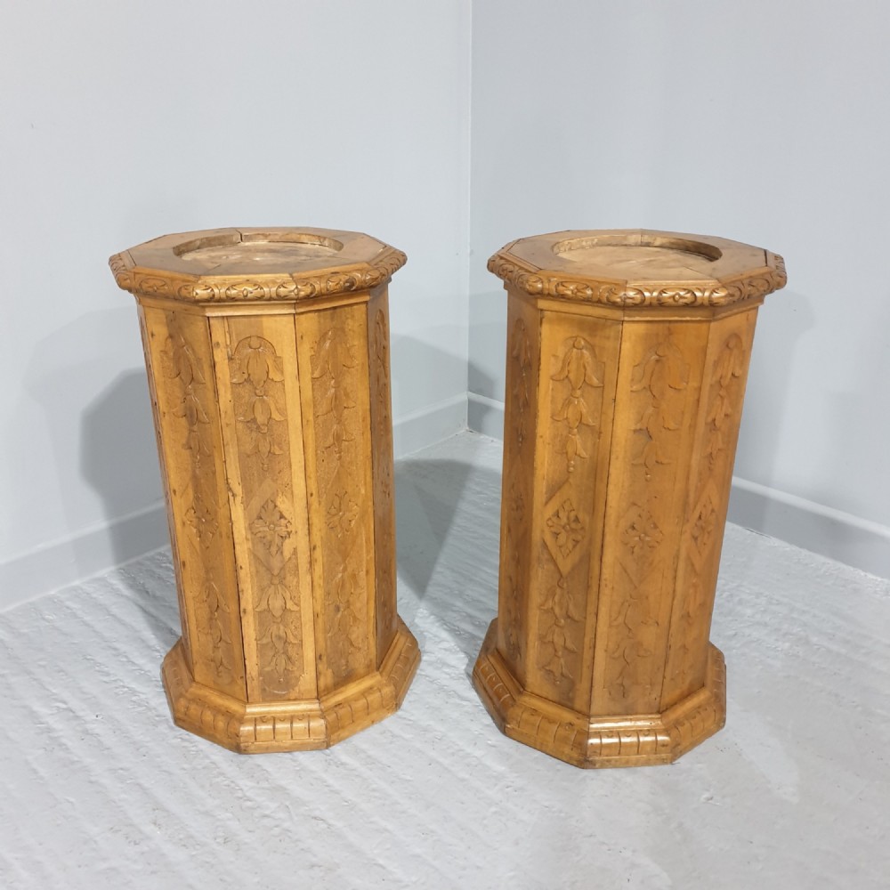 Rare Pair Pine Pedestals