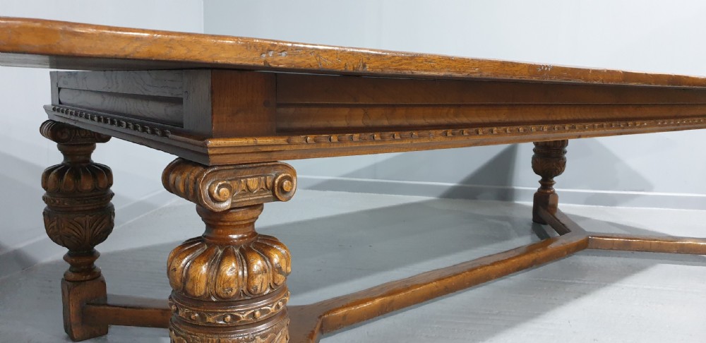 Huge 10ft (4 mtr) Oak Refrectory Dining Table View VII