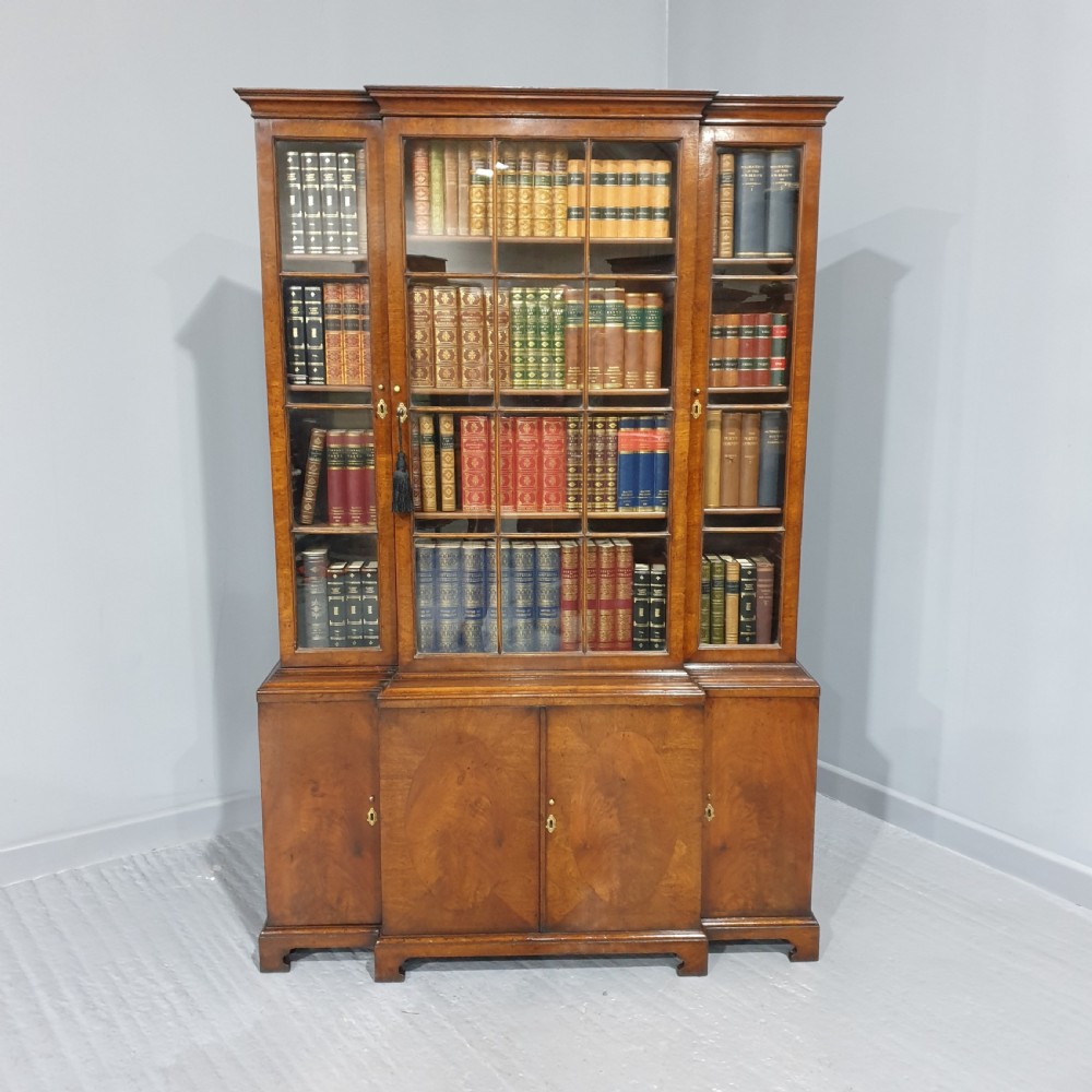 Wonderful Breakfront Walnut Bookcase