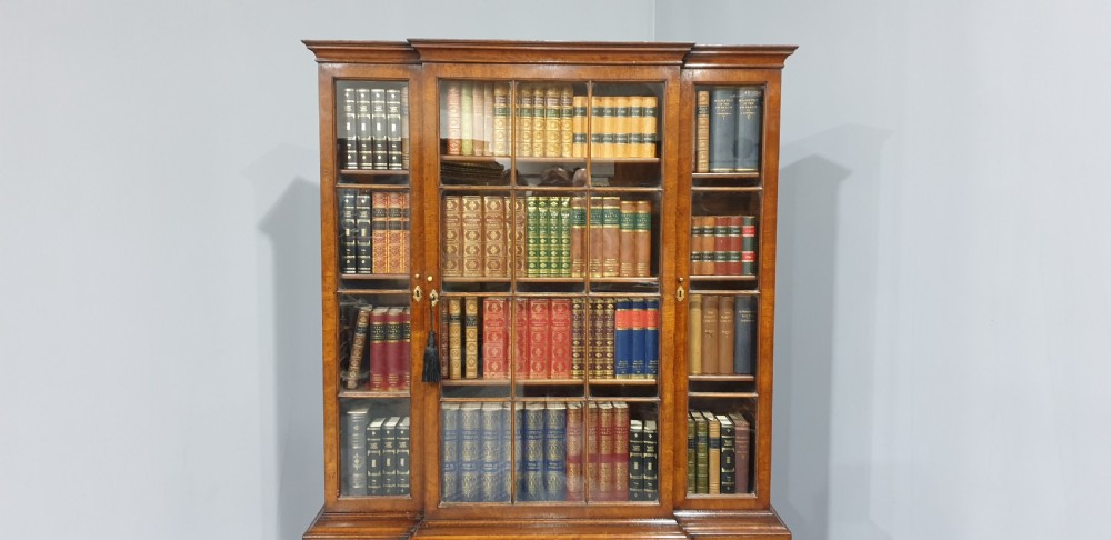 Wonderful Breakfront Walnut Bookcase View III