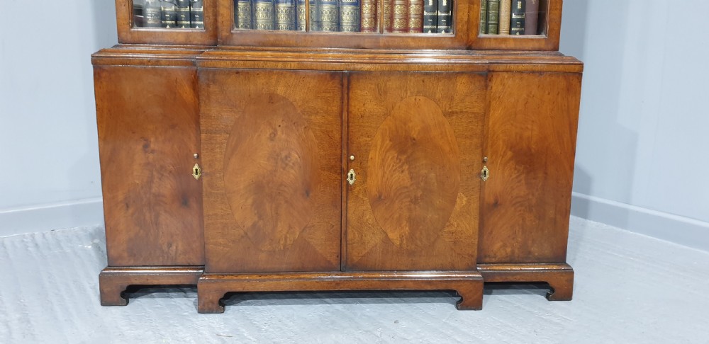 Wonderful Breakfront Walnut Bookcase View IV