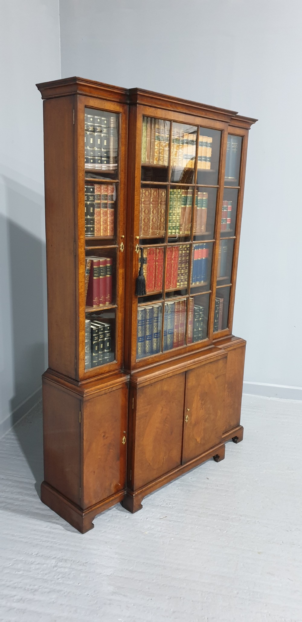 Wonderful Breakfront Walnut Bookcase View XII