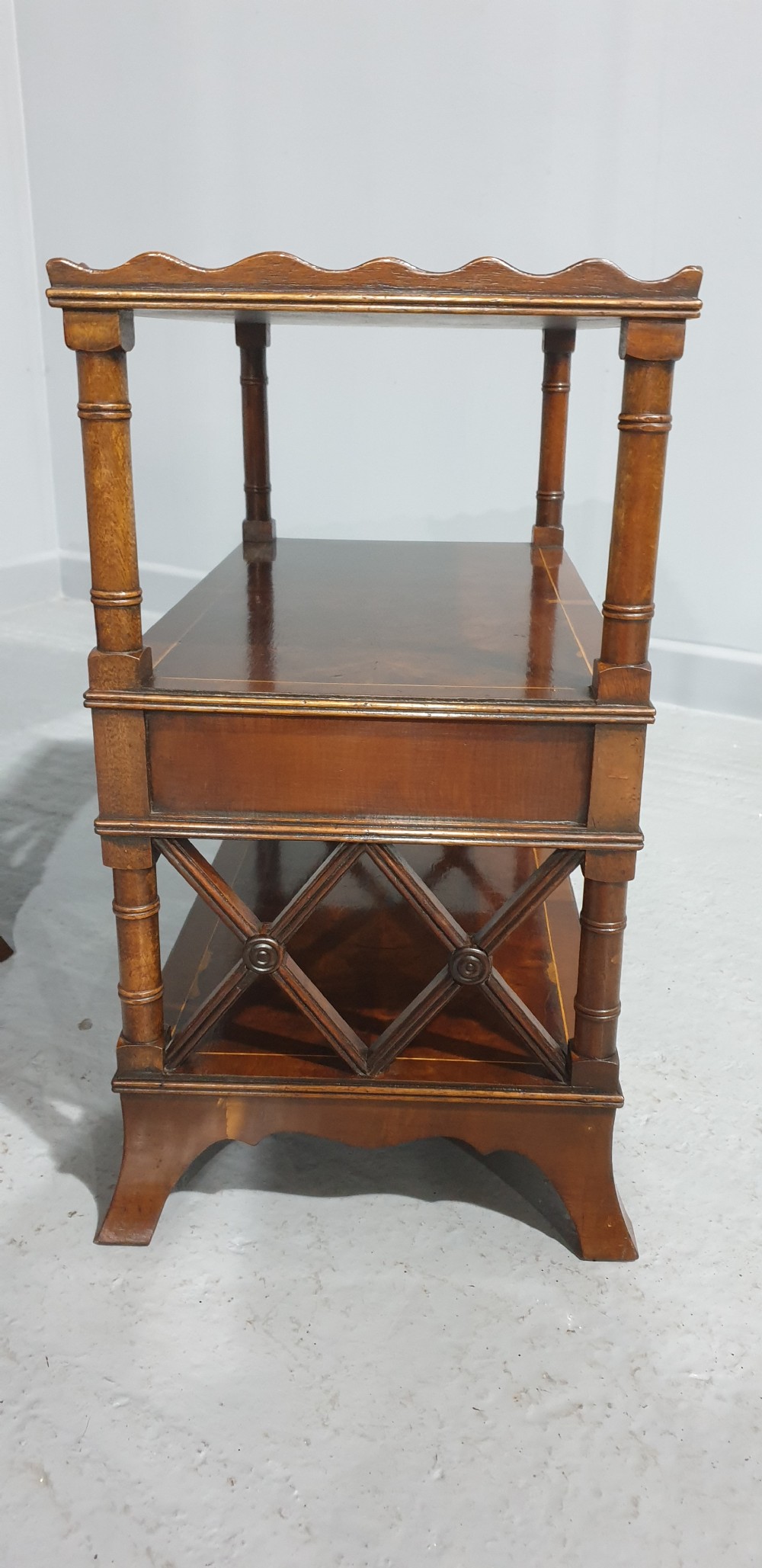 Pair Tray Topped Yew End Lamp Tables View VII