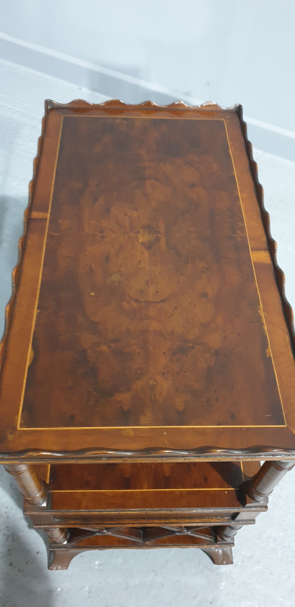 Pair Tray Topped Yew End Lamp Tables View VIII