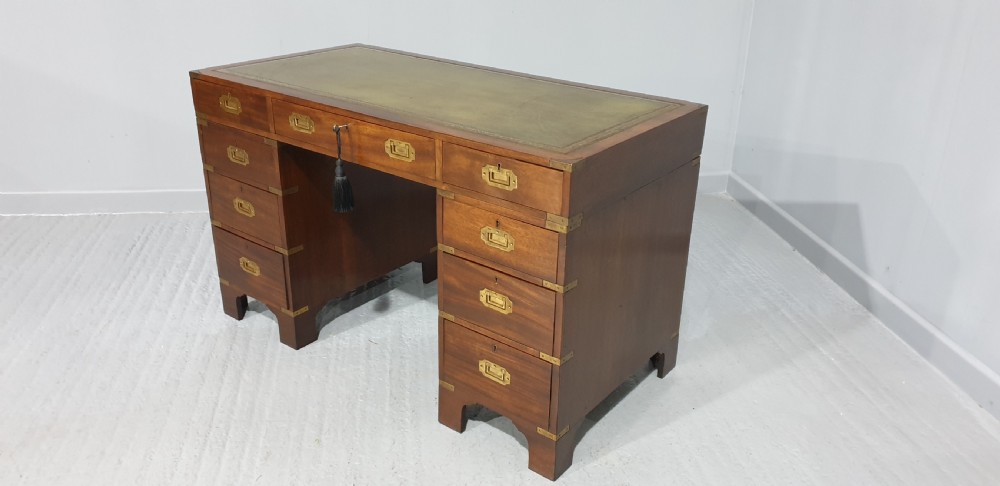 Mahogany Campaign Pedestal Desk View II