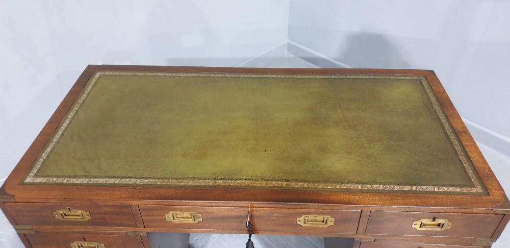 Mahogany Campaign Pedestal Desk View III