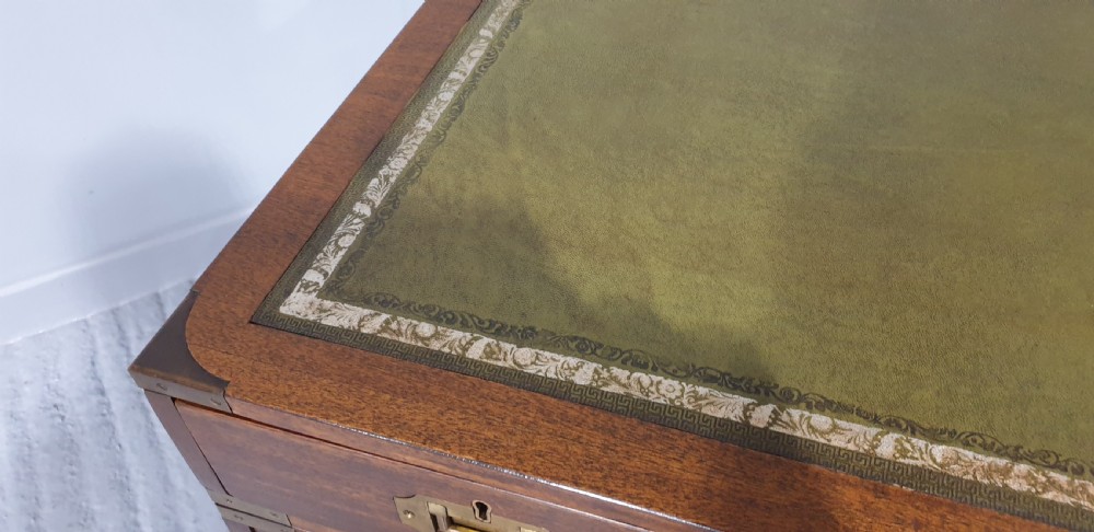 Mahogany Campaign Pedestal Desk View V