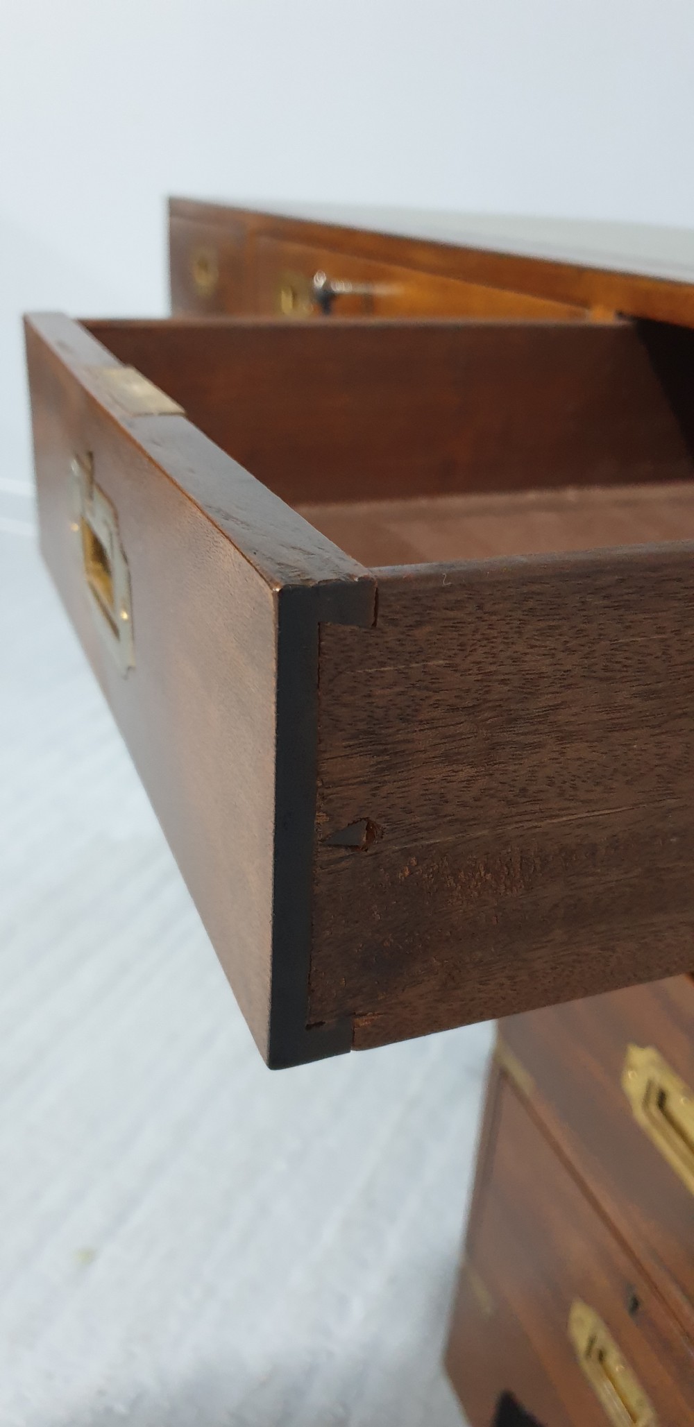 Mahogany Campaign Pedestal Desk View VIII
