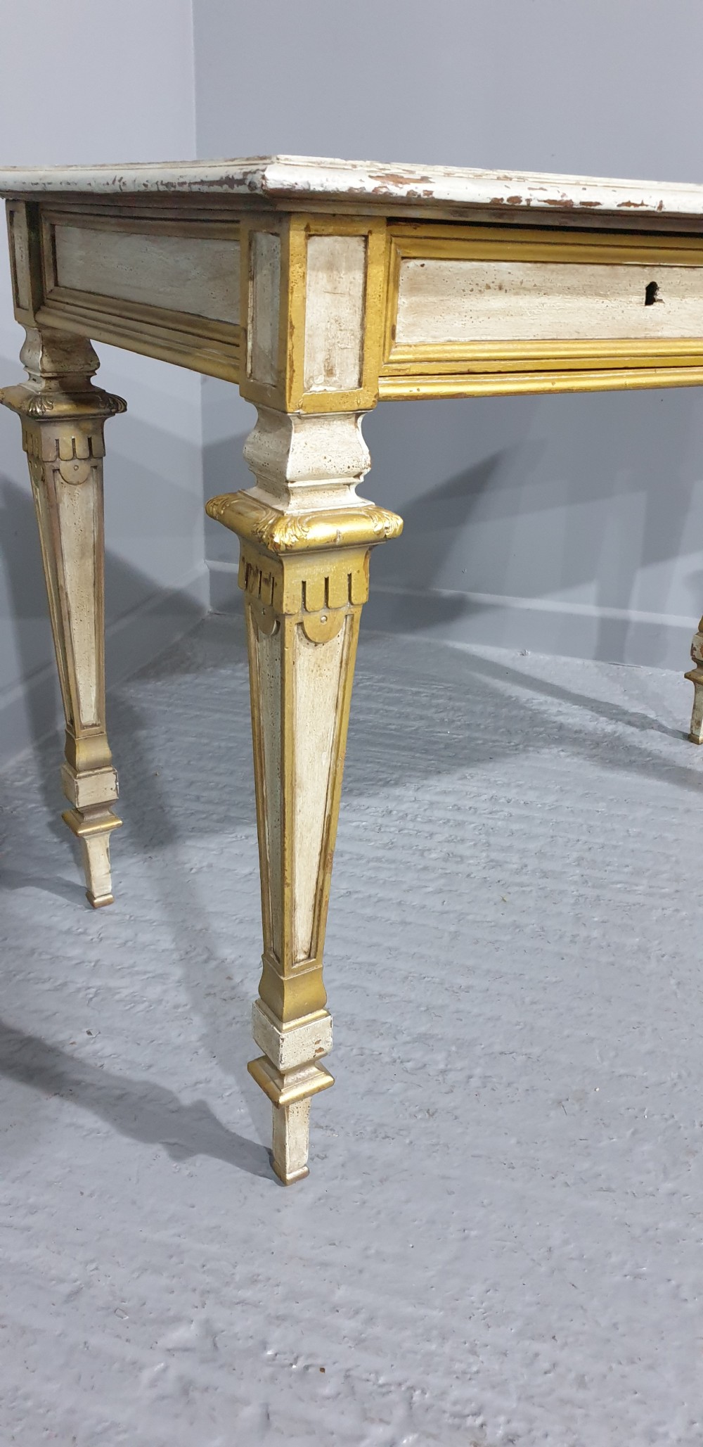 French Painted Two Drawer Side Table  View III